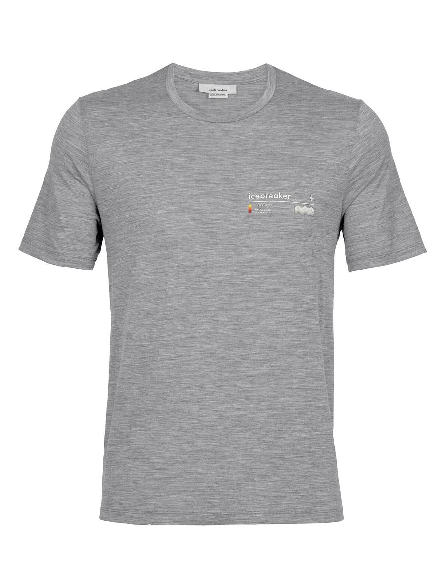 Gritstone Heather Men's Icebreaker Merino Tech Lite II Short Sleeve Alpine Zone T Shirts | USA 1178ILHS